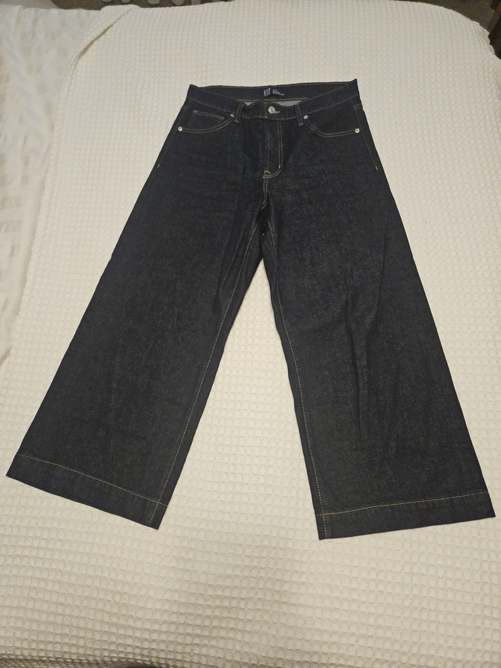 Womens GAP High Rise Wide-Leg Croppoed Jeans Lot 2 Dark Wash/Washed Size 12/31R. - Picture 5 of 16